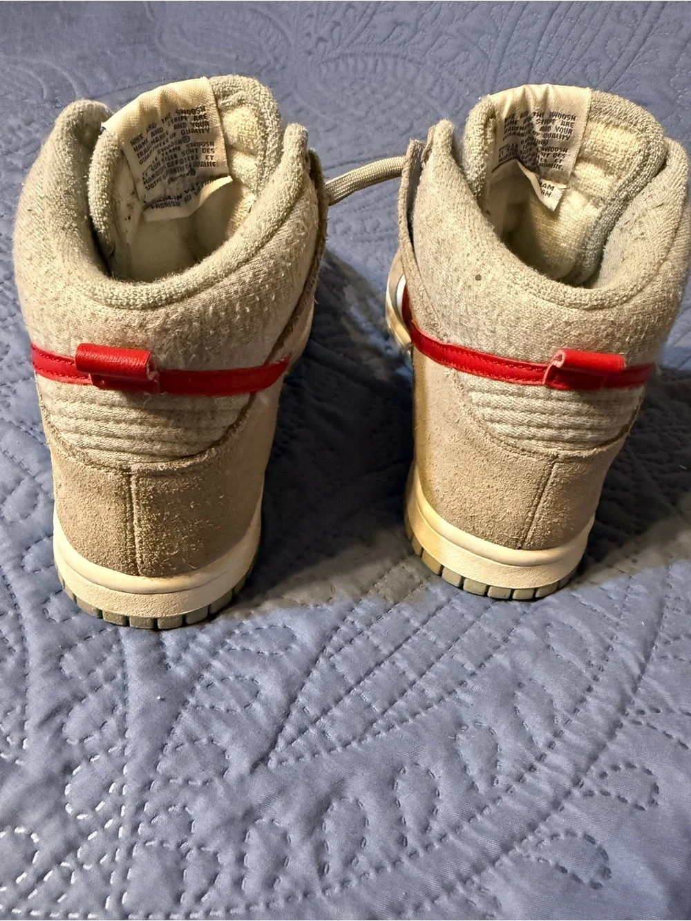 Youth Nike Athletic Club High-Top Sneakers in Beige and Red